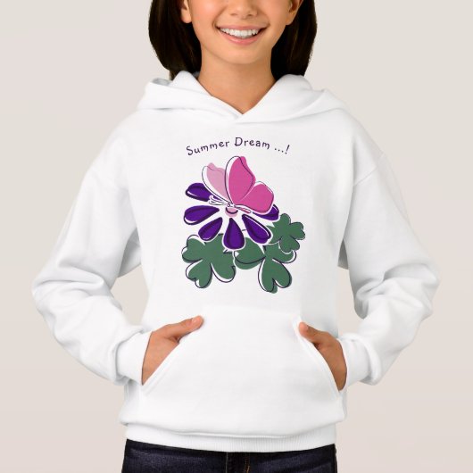 Sommertraum - Rosa Schmetterling Lila Blume Doodle Hoodie (Vorderseite)