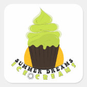 Sommerträume Eiscreme  Quadratischer Aufkleber (Vorderseite)