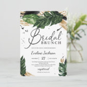 Sommertropische Blätter Goldbrunch Einladung (Stehend Vorderseite)