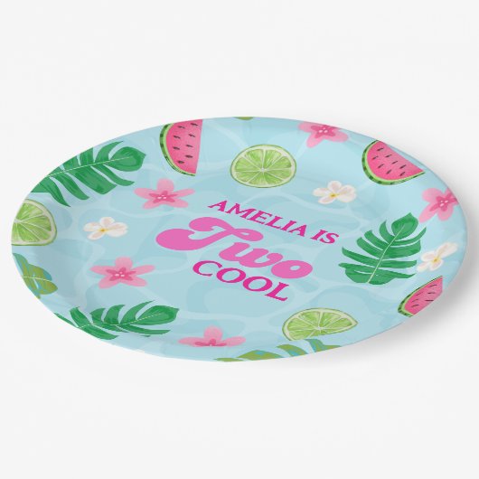 Sommertropisches Party Pappteller (Schrägansicht)