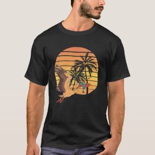 Sommeruntergang Pelikan Vogel Tier Fisch Fang Trop T-Shirt