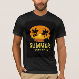 Sommeruntergangs-Schwarz-T-Shirt Ästhetische Str T-Shirt