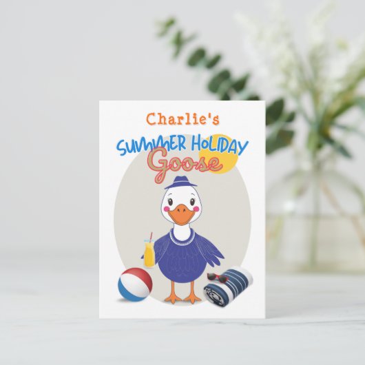 Sommerurlaub Albern Gänse Niedlicher Cartoon Retro Postkarte (Stehend Vorderseite)