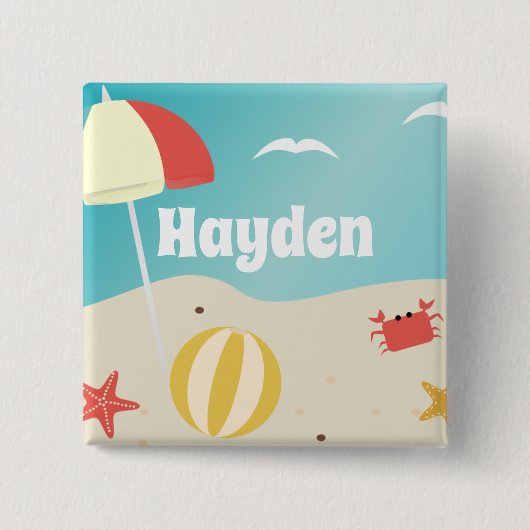 Sommerurlaub am Meer Personalisiert Button (Vorderseite)