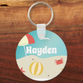 Sommerurlaub am Meer Personalisiert Schlüsselanhänger (Rückseite)