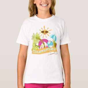 Sommerurlaub am Strand Lächeln Sonne in Sonnenbril T-Shirt
