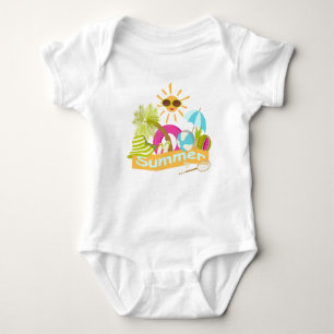 Sommerurlaub am Strand lächelnd Sonne in Sonnenbri Baby Strampler