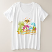 Sommerurlaub am Strand lächelnd Sonne in Sonnenbri Große Größe T-Shirt (Design vorne)