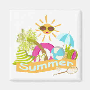 Sommerurlaub am Strand lächelnd Sonne in Sonnenbri Magnet