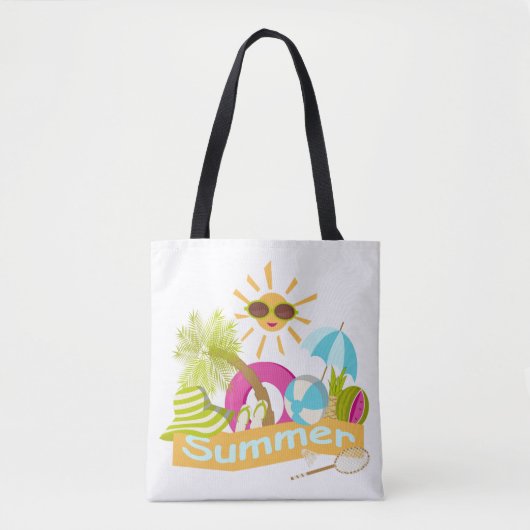 Sommerurlaub am Strand lächelnd Sonne in Sonnenbri Tasche (Vorderseite)