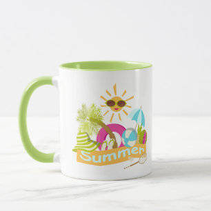 Sommerurlaub am Strand lächelnd Sonne in Sonnenbri Tasse