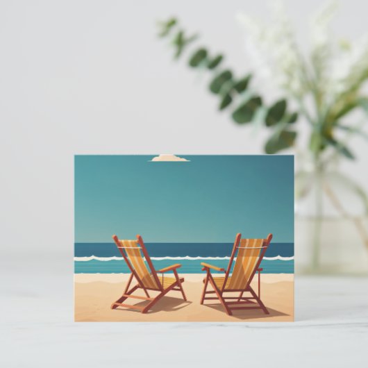Sommerurlaub am Strand Postkarte (Stehend Vorderseite)