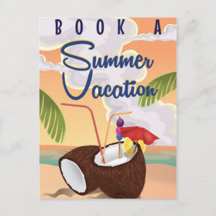 Sommerurlaub Cartoon Reiseplakat Postkarte