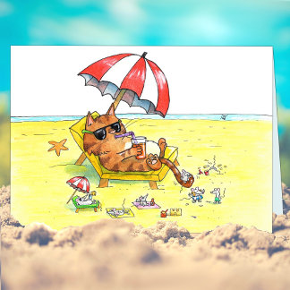 Sommerurlaub Cat Gruß Karte