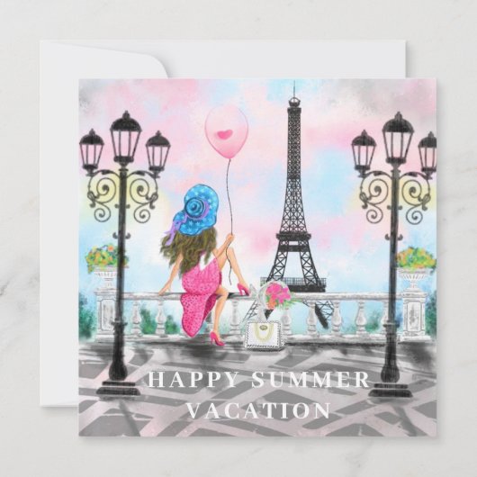 Sommerurlaub der Frau in Paris Card Eiffelturm Mitteilungskarte (Rückseite)