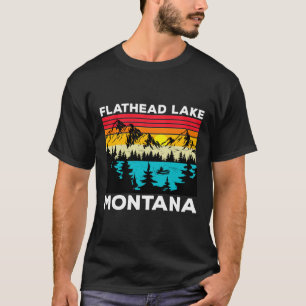 Sommerurlaub Fischen Vintag Retro Flathead Lak T-Shirt