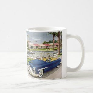 Sommerurlaub im Vintage-Stil, Cabrio und Motel Kaffeetasse