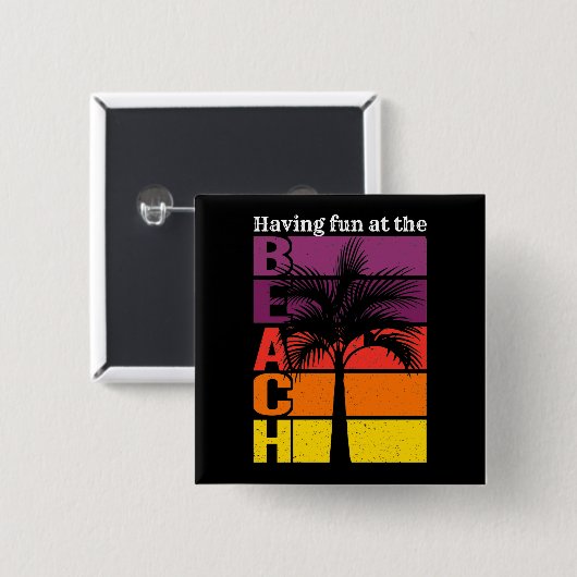 Sommerurlaub mit Spaß im Retro Beach Button (Vorne & Hinten)