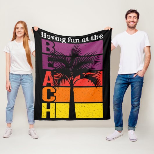 Sommerurlaub mit Spaß im Retro Beach Fleecedecke (Beispiel)