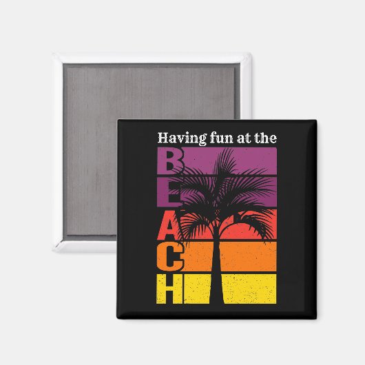 Sommerurlaub mit Spaß im Retro Beach Magnet (Vorderseite/Rückseite)