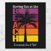 Sommerurlaub mit Spaß im Retro Beach Weinetikett (Einzelnes Label)