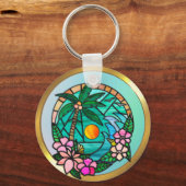 Sommerurlaub Ocean Beach bei Sonnenuntergang Schlüsselanhänger (Vorderseite)