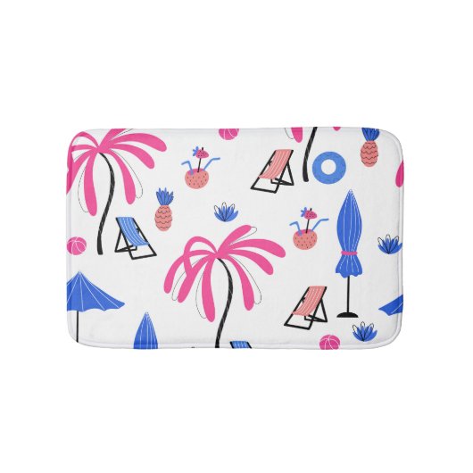 Sommerurlaub: Palmen Bäume Ananas Muster Badematte (Vorderseite)