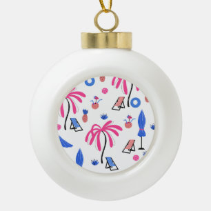 Sommerurlaub: Palmen Bäume Ananas Muster Keramik Kugel-Ornament