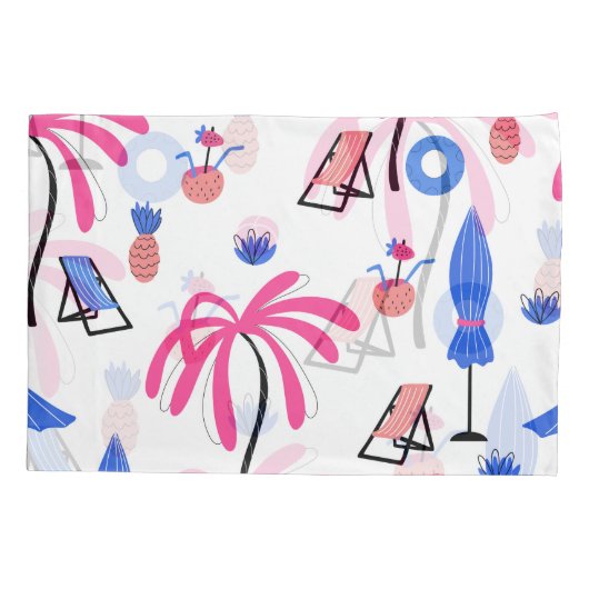 Sommerurlaub: Palmen Bäume Ananas Muster Kissenbezug (Rückseite)