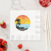 Sommerurlaub Palmen Retro Sonnenuntergang Tropisch Serviette (Beispiel)