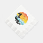 Sommerurlaub Palmen Retro Sonnenuntergang Tropisch Serviette (Ecke)