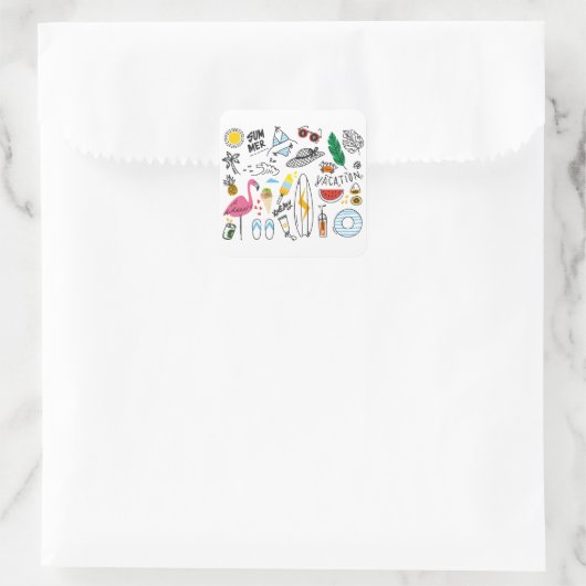 Sommerurlaub Quadratischer Aufkleber (Tasche)