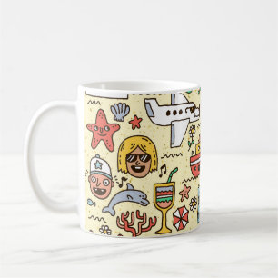 Sommerurlaub Reisen Doodle Set Kaffeetasse