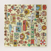 Sommerurlaub Reisen Doodle Set Puzzle (Horizontal)
