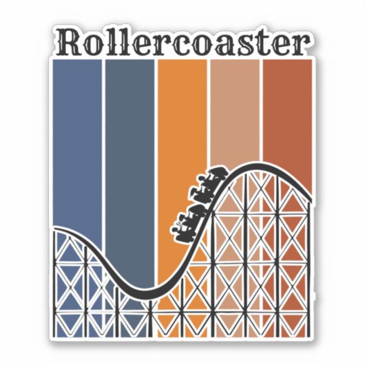 Sommerurlaub Reiten auf dem Rollercoaster Retro Aufkleber (Vorderseite)
