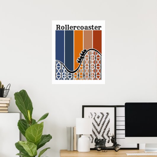 Sommerurlaub Reiten auf dem Rollercoaster Retro Poster (Heimbüro)