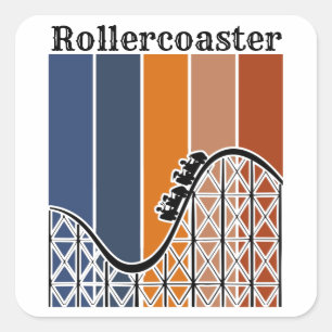 Sommerurlaub Reiten auf dem Rollercoaster Retro Quadratischer Aufkleber