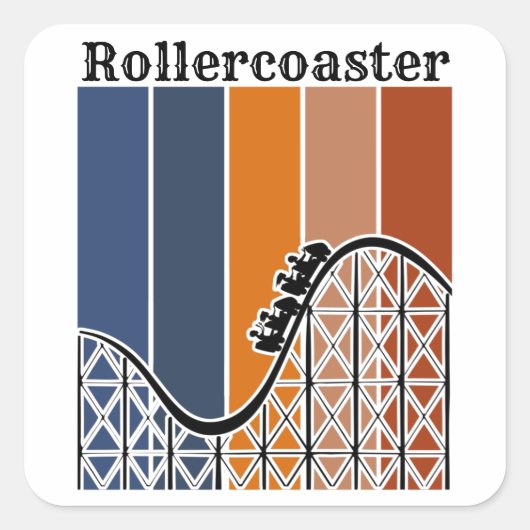 Sommerurlaub Reiten auf dem Rollercoaster Retro Quadratischer Aufkleber (Vorderseite)