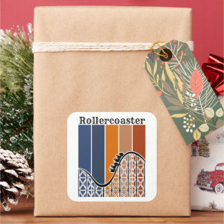 Sommerurlaub Reiten auf dem Rollercoaster Retro Quadratischer Aufkleber