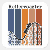 Sommerurlaub Reiten auf dem Rollercoaster Retro Quadratischer Aufkleber (Vorderseite)