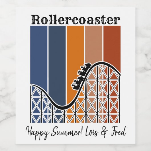 Sommerurlaub Reiten auf dem Rollercoaster Retro Weinetikett (Einzelnes Label)