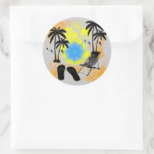 Sommerurlaub Runder Aufkleber (Tasche)