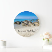 Sommerurlaub Schönes Foto mit Text Große Wanduhr (Zuhause)