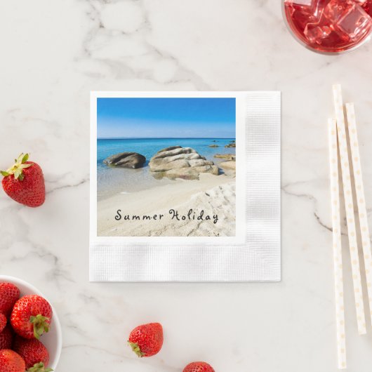 Sommerurlaub Schönes Foto mit Text Serviette (Beispiel)