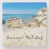 Sommerurlaub Schönes Foto mit Text Steinuntersetzer (Vorderseite)