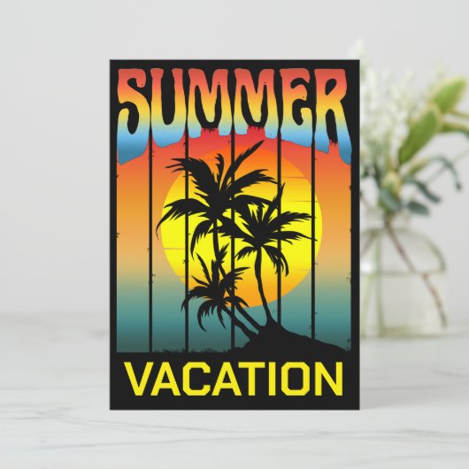 SOMMERURLAUB STRANDSTRAND PALM BAUMWOHNUNG EINLADUNG (Stehend Vorderseite)