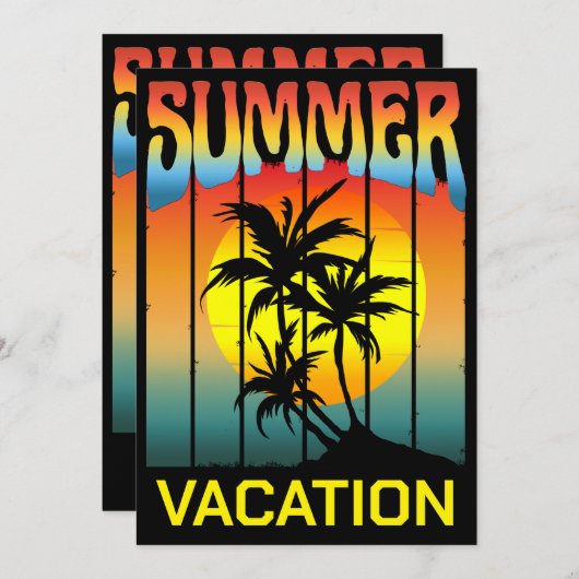 SOMMERURLAUB STRANDSTRAND PALM BAUMWOHNUNG EINLADUNG (Vorne/Hinten)