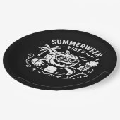 Sommerurlaub Summerween Vibes Pumpkin Pool Floa Pappteller (Schrägansicht)