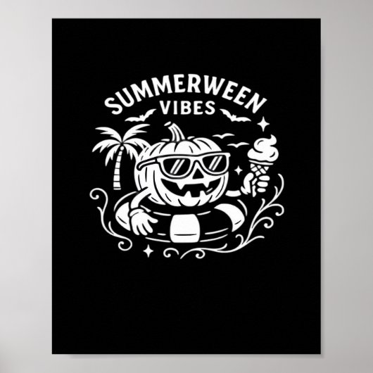 Sommerurlaub Summerween Vibes Pumpkin Pool Floa Poster (Vorne)
