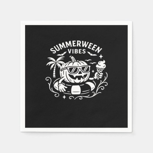 Sommerurlaub Summerween Vibes Pumpkin Pool Floa Serviette (Vorderseite)